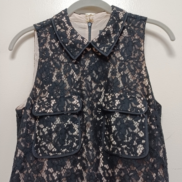 NWT J.crew Black Lace Peter Pan Collar Cargo Pocketed Cocktail Dress | tall sz 4 - Picture 10 of 16